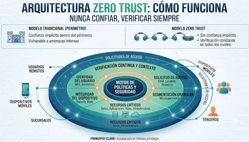 Arquitectura Zero Trust: cómo funciona el modelo de nunca confiar, verificar siempre