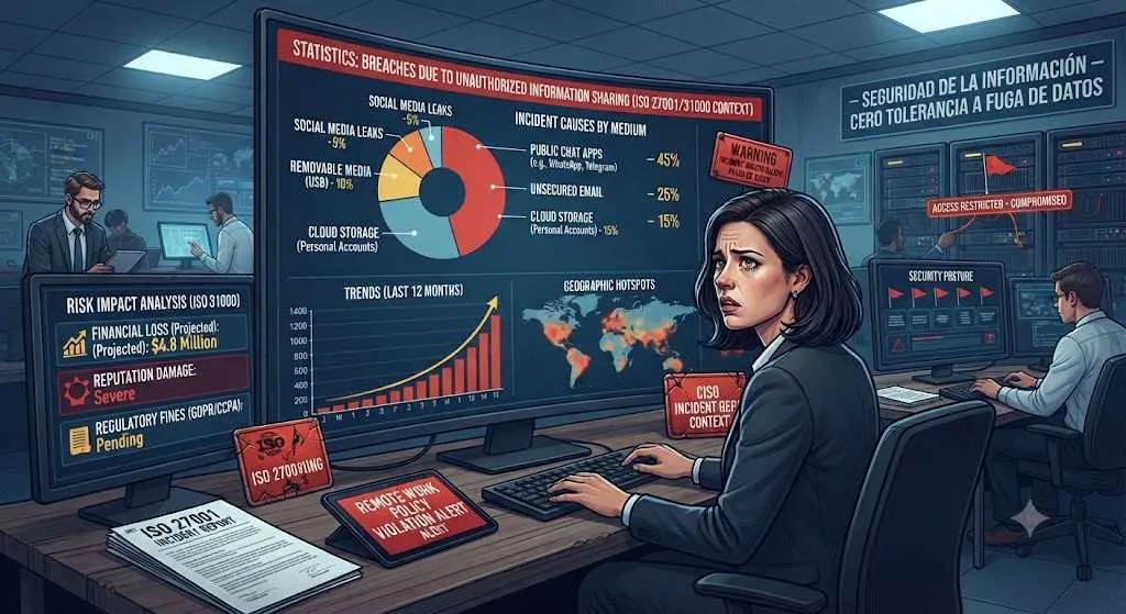 Estadísticas de incidentes por fuga de información según el medio de origen