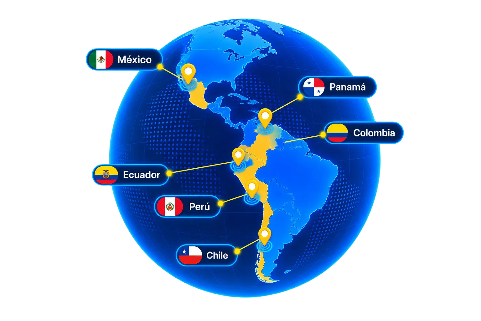 Cobertura de URL Pro en México, Panamá, Colombia, Ecuador, Perú y Chile