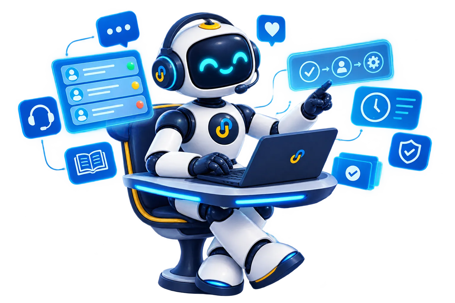 Pro, el agente de soporte de URL Pro, atendiendo desde su escritorio con laptop y audífonos