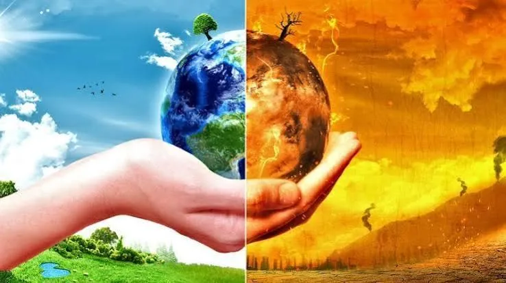 La Tierra dividida entre un entorno sano y uno afectado por el cambio climático