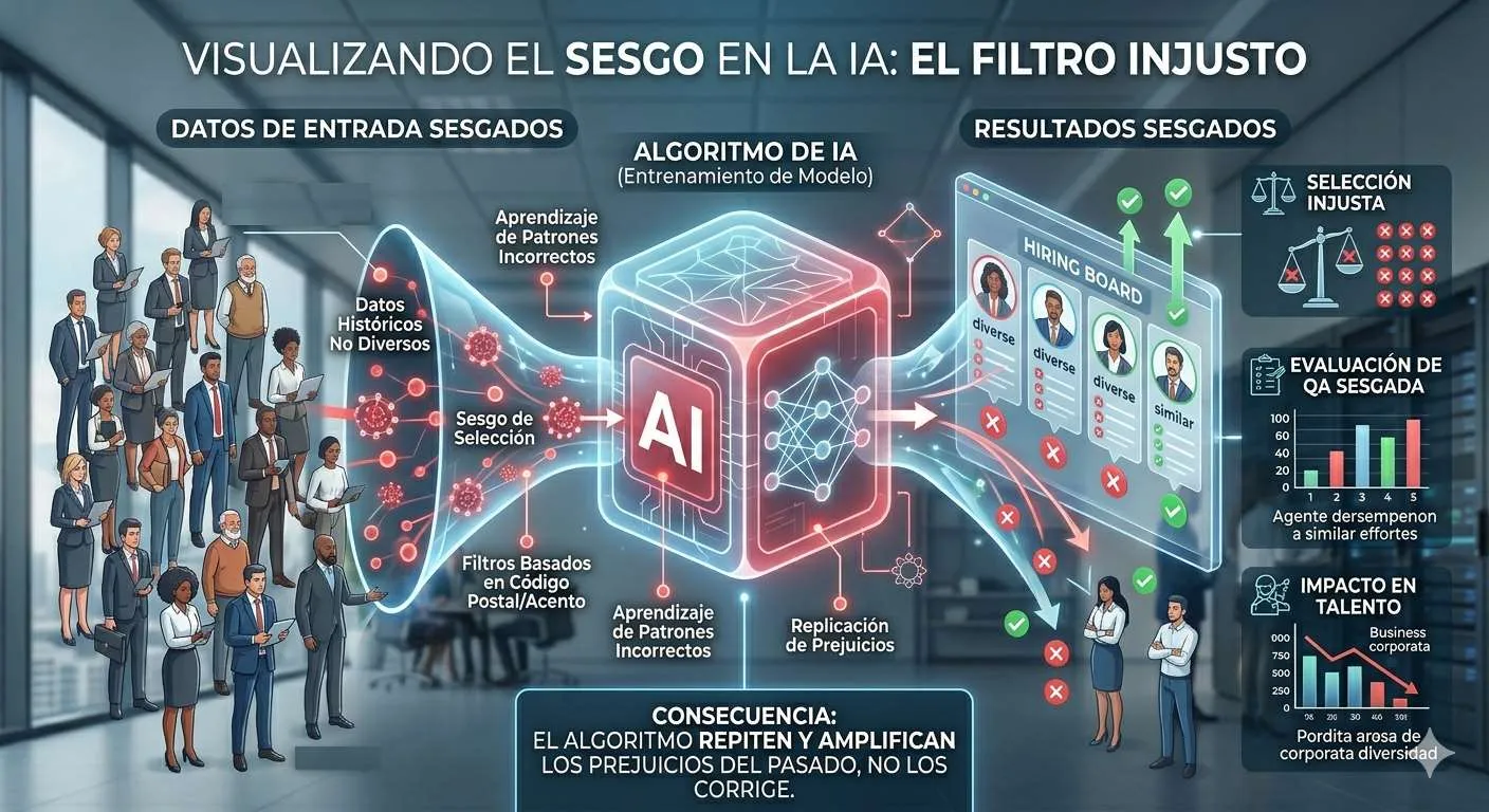 Visualizando el sesgo en la IA: el filtro injusto, de datos de entrada sesgados a resultados sesgados